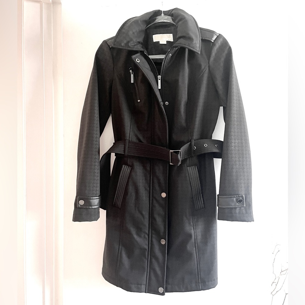 NWOT Michael Kors Black Belted Trench Coat XS